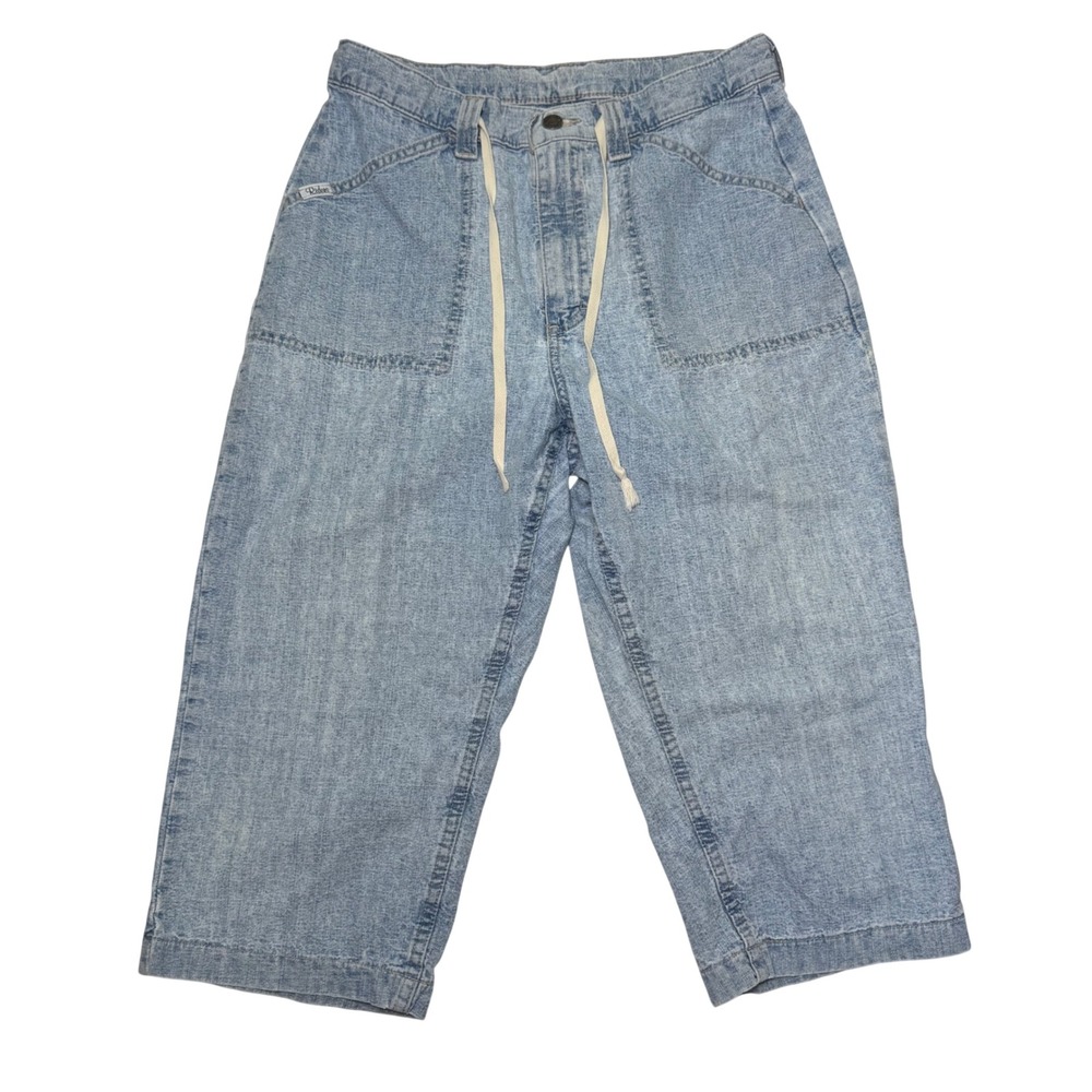 Vintage Riders Denim Capri Jeans Drawstring Waist Women's Size Medium Light Wash
